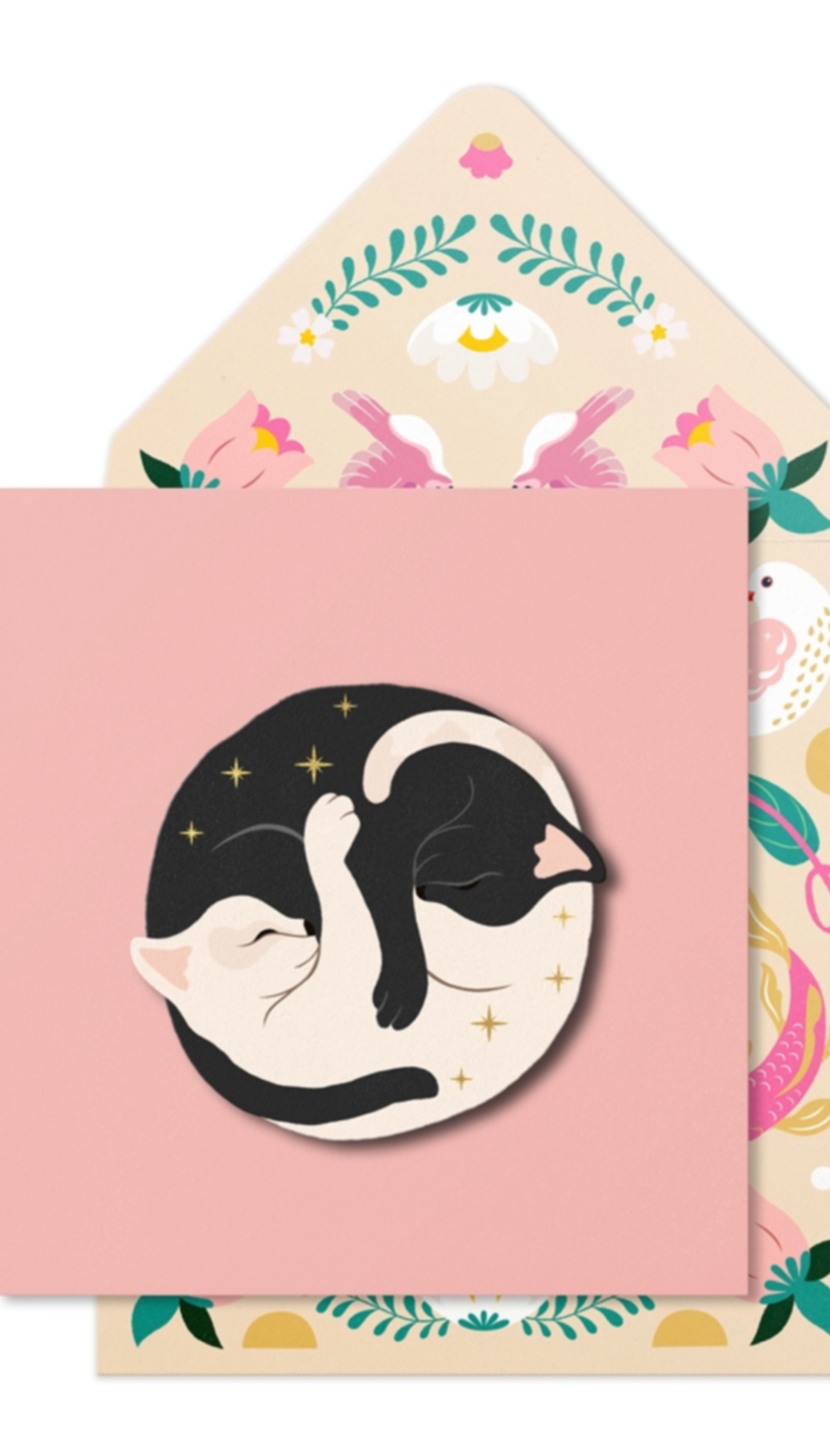 Cats Cosy Cuddling Blank Card