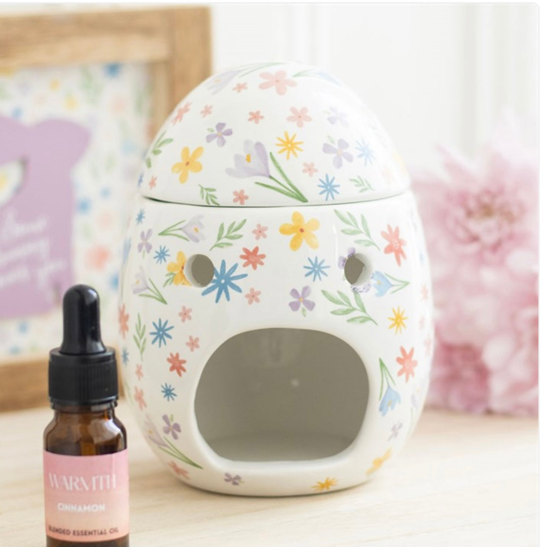 SPRING FLORAL PRINT EGG OIL BURNER AND WAX WARMER