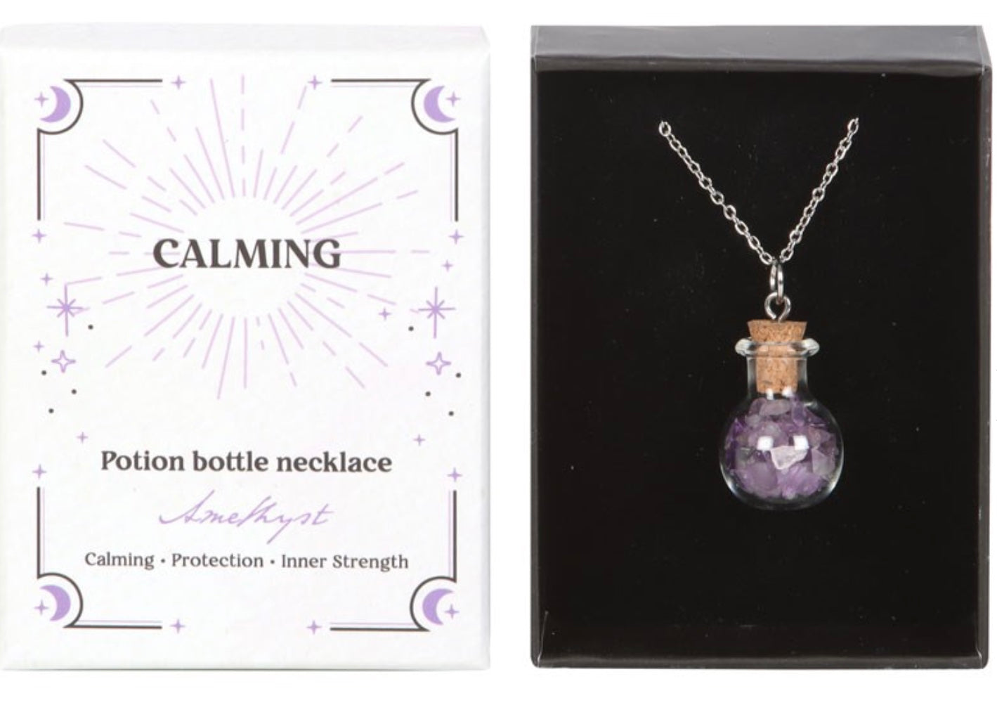 Calming Amethyst Potion Bottle Necklace