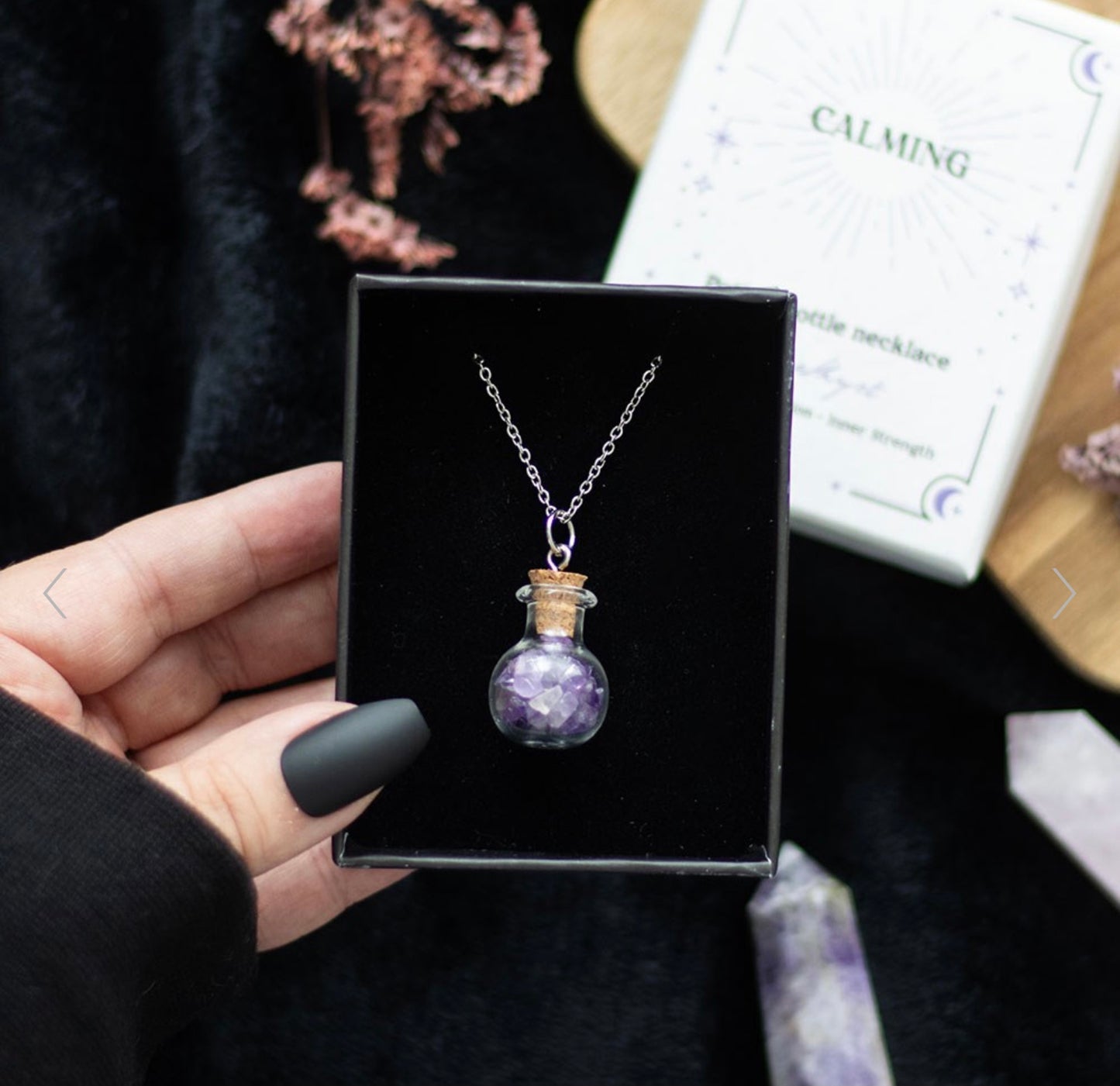 Calming Amethyst Potion Bottle Necklace