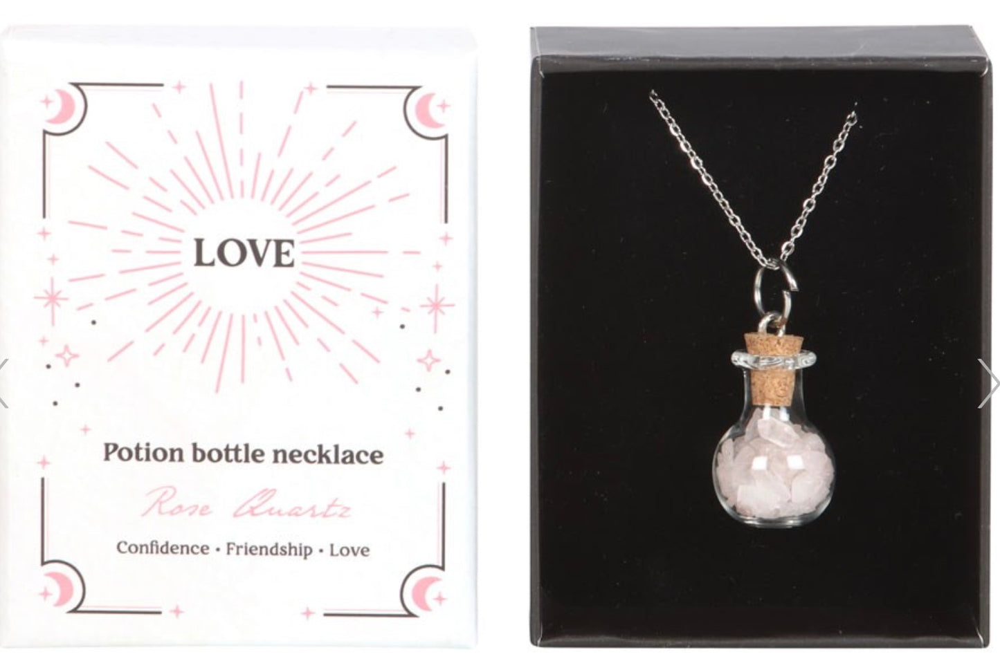 Rose Quartz Potion bottle necklace
