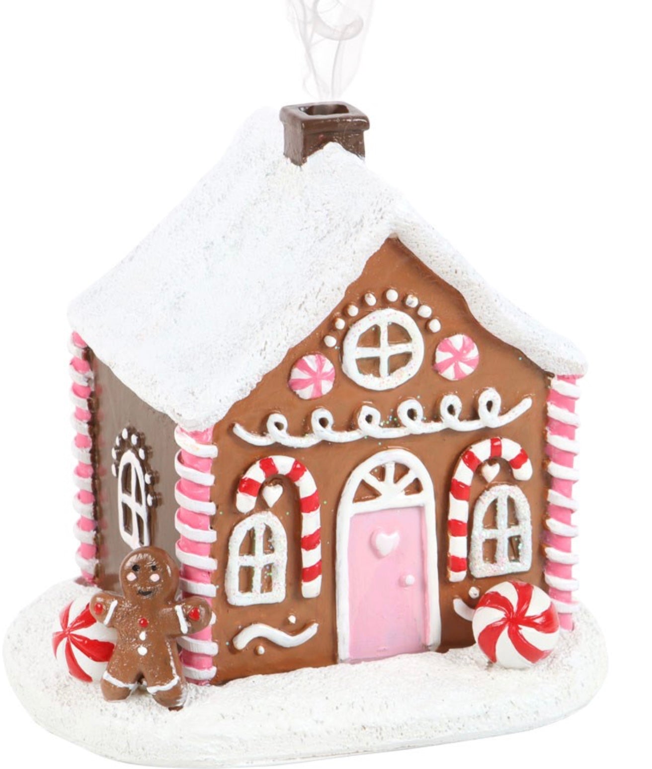 Pink Gingerbread incense cone ceramic house