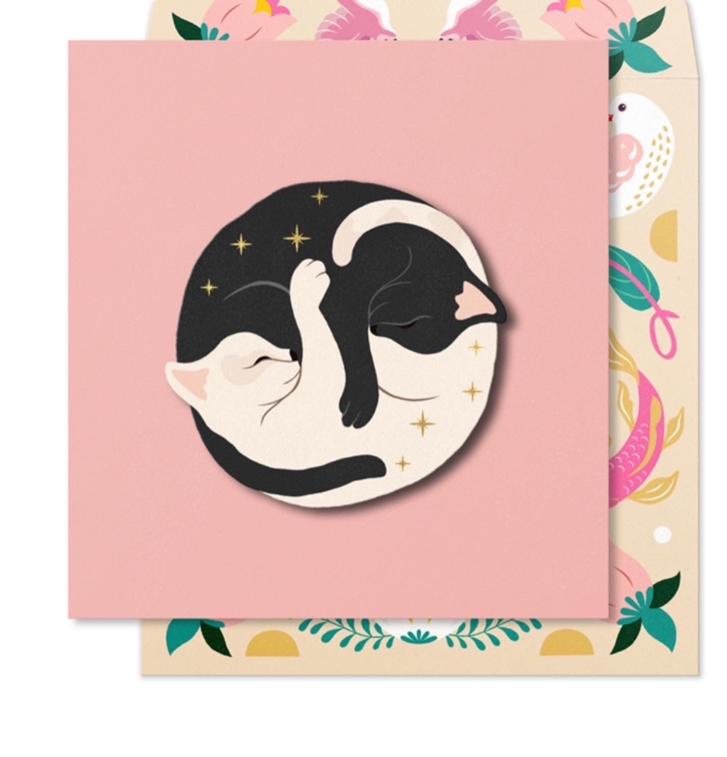 Cats Cosy Cuddling Blank Card