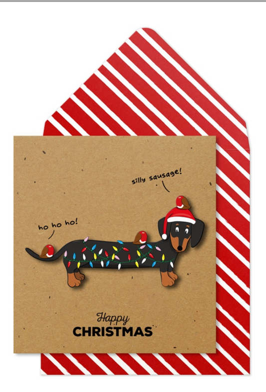 Sausage Dog Festive Card