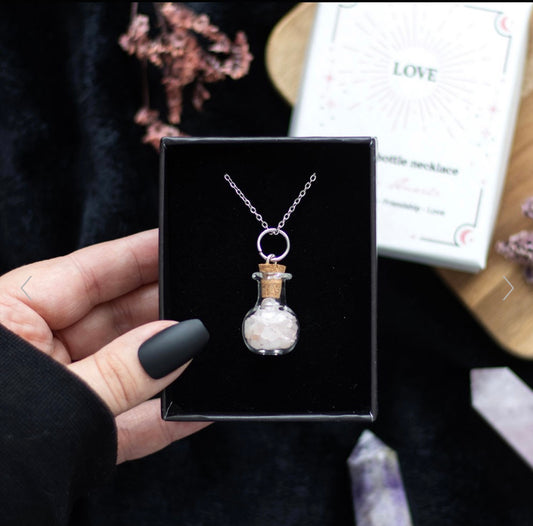 Rose Quartz Potion bottle necklace