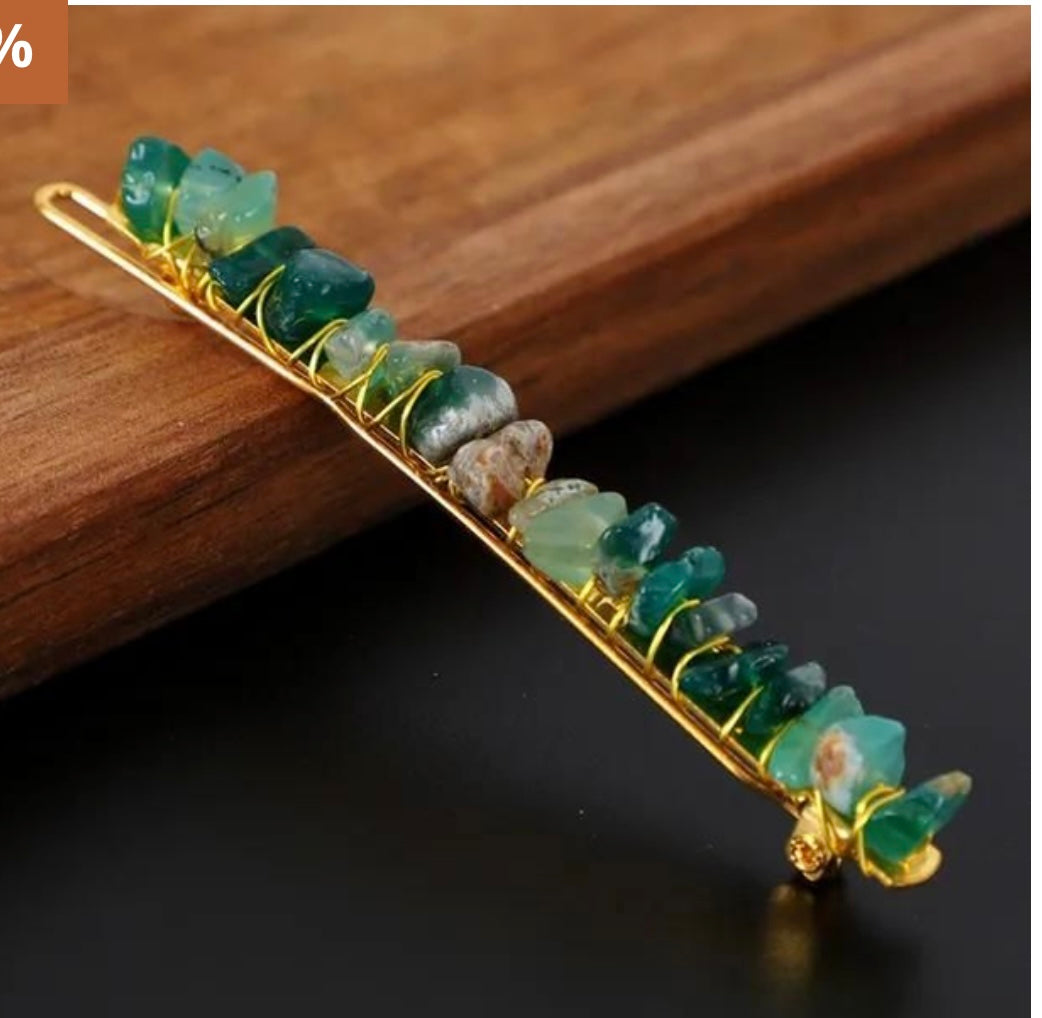 Green Aventurine Hair Clip