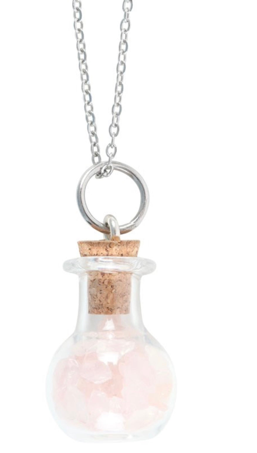 Rose Quartz Potion bottle necklace