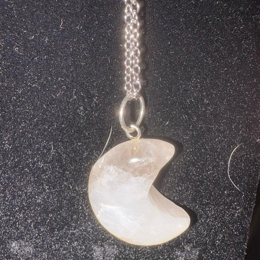 Rainbow Moonstone Moon Necklace 🌒🌙
