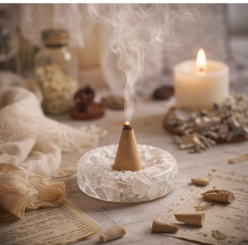 Clear Quartz Incense Cones and holder 🤍