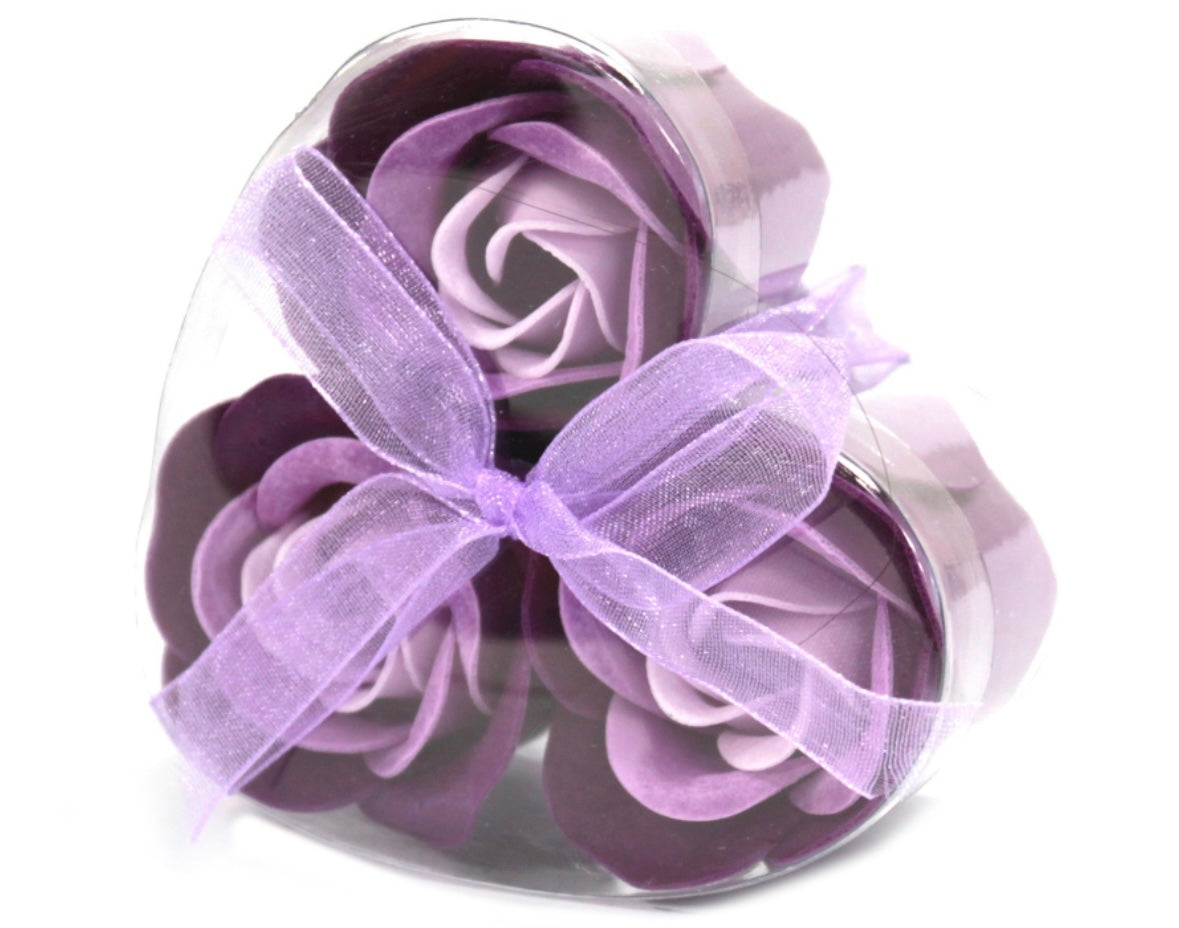 💜 Purple Soap Flower Heart Box – A Moment of Calm & Self Love