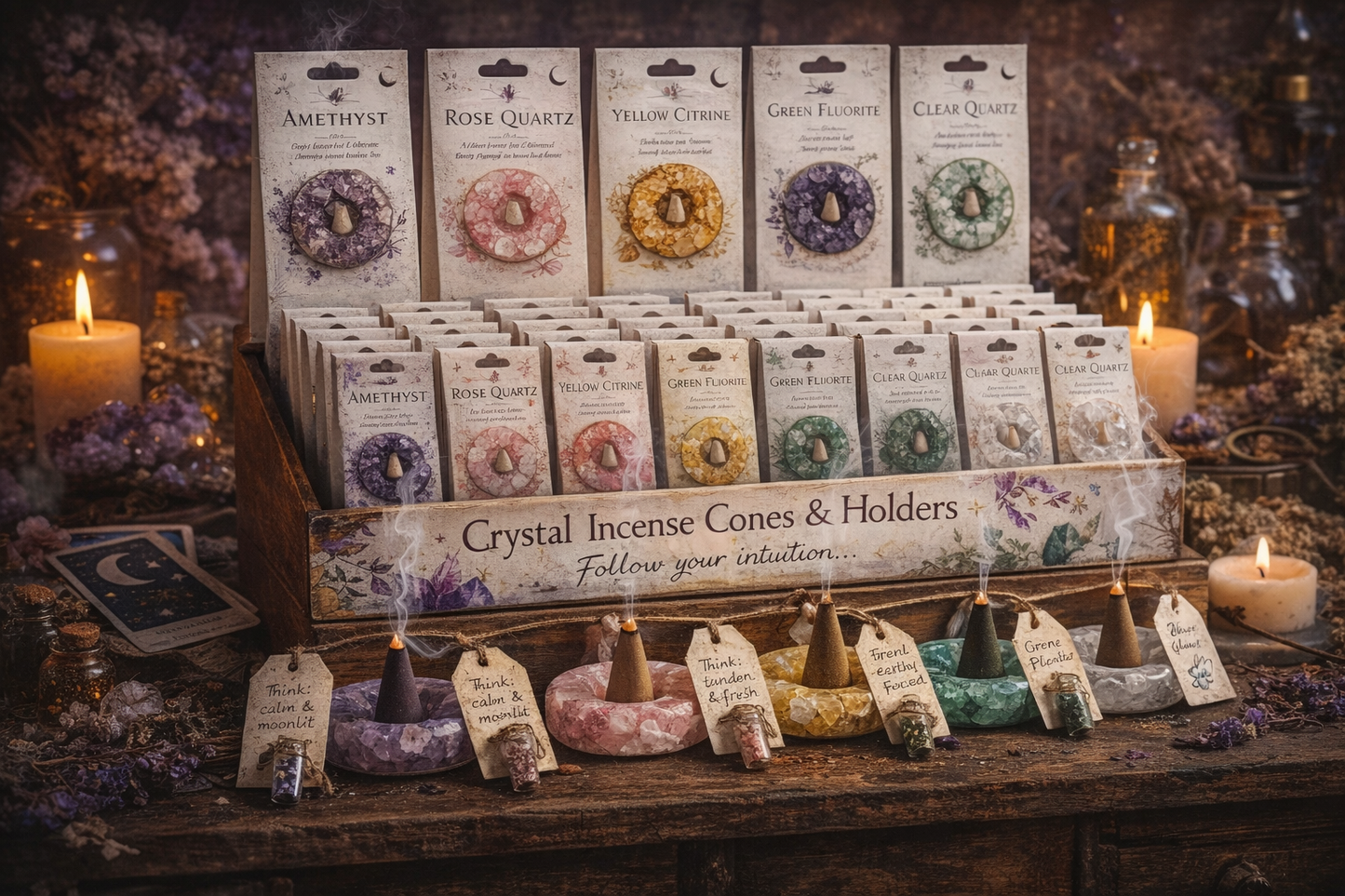 Clear Quartz Incense Cones and holder 🤍